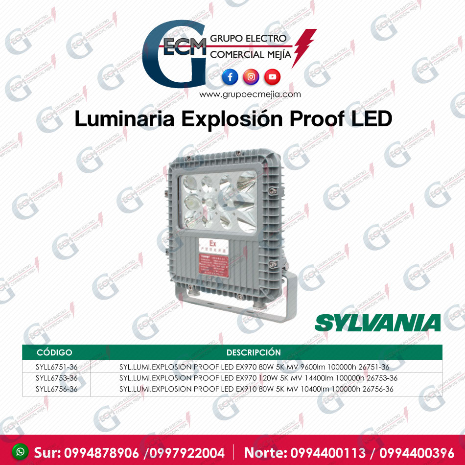 Luminaria Explosión Proof LED Sylvania Grupo Electro Comercial Mejia Construex